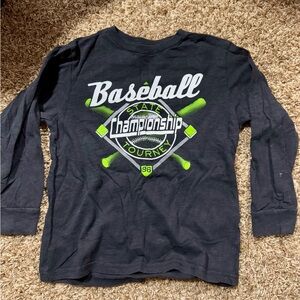 Kids Black Baseball Championship Long Sleeve Shirt
